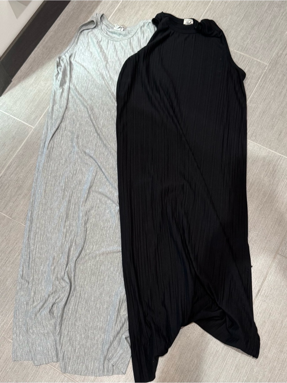 a new day Black & Light Gray Ribbed Maxi Dress Duo